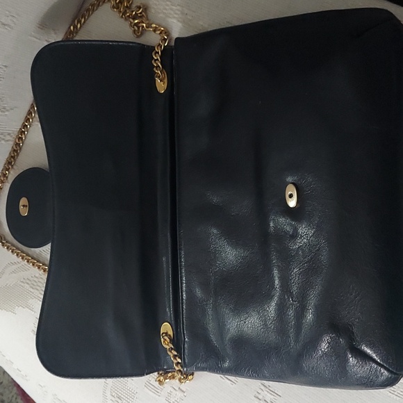 Vintage Susan Gail Black Leather Clutch Shoulder chain Bag - Picture 11 of 13